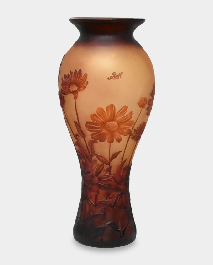 Glass Vase Emile Galle Style Daisies