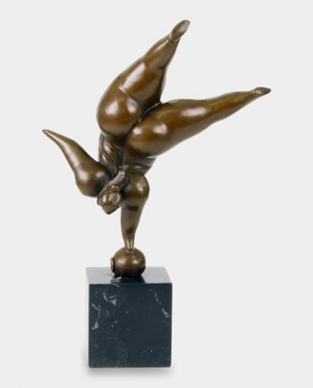 Modernist Gymnast on Ball Bronze Sculpture