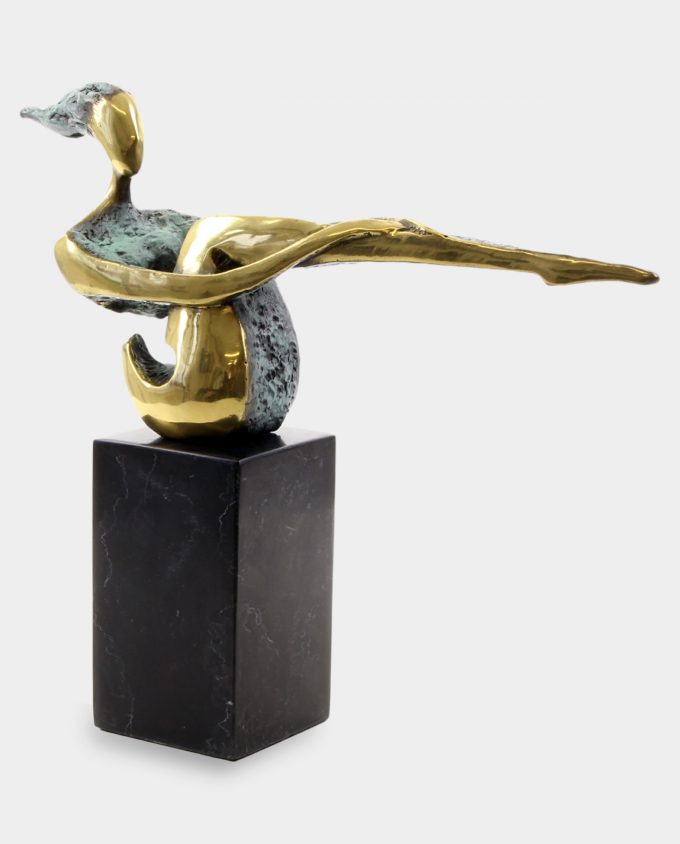 Modernist Sitting Woman Bronze Sculpture