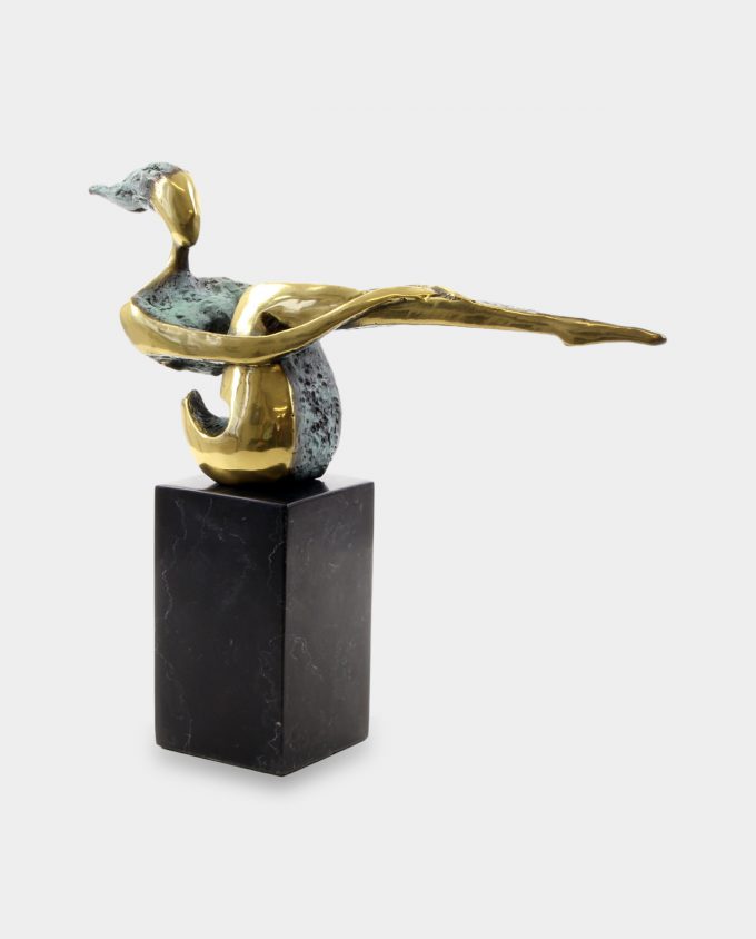 Modernist Sitting Woman Bronze Sculpture