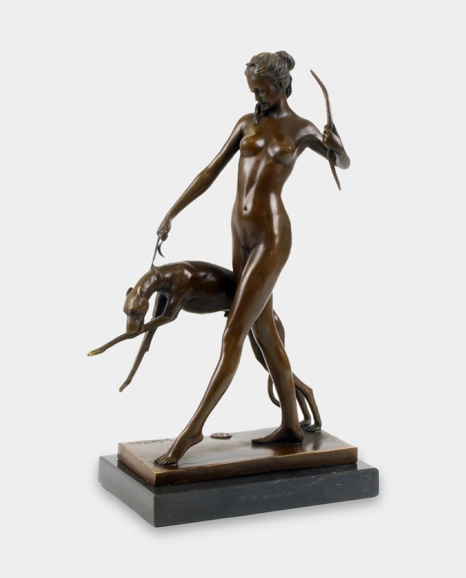 Diana with Greyhound Bronze Sculpture