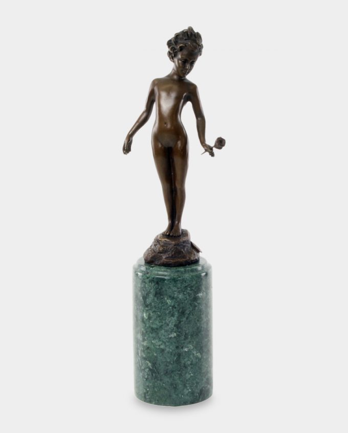 Girl with Rose Bronze Sculpture