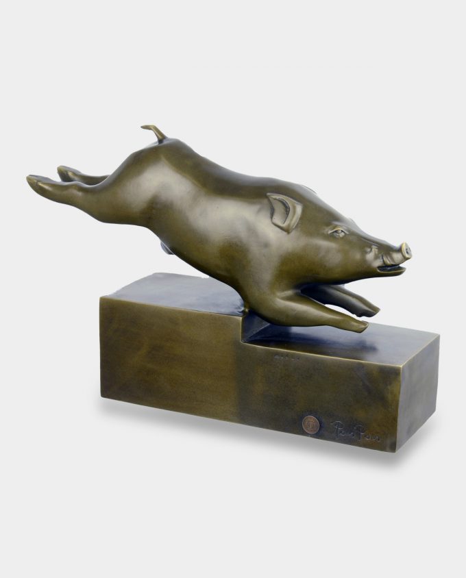 Running Boar Bronze Sculpture