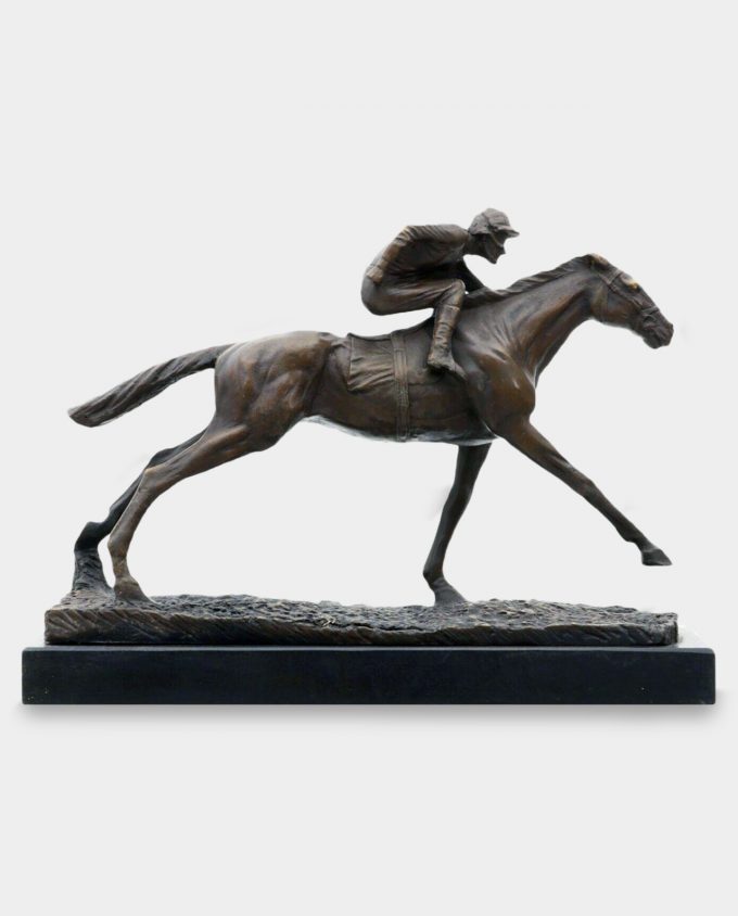 Jockey Riding Horse Bronze Sculpture