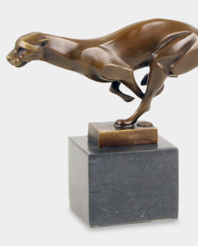 Modernist Jaguar Bronze Sculpture