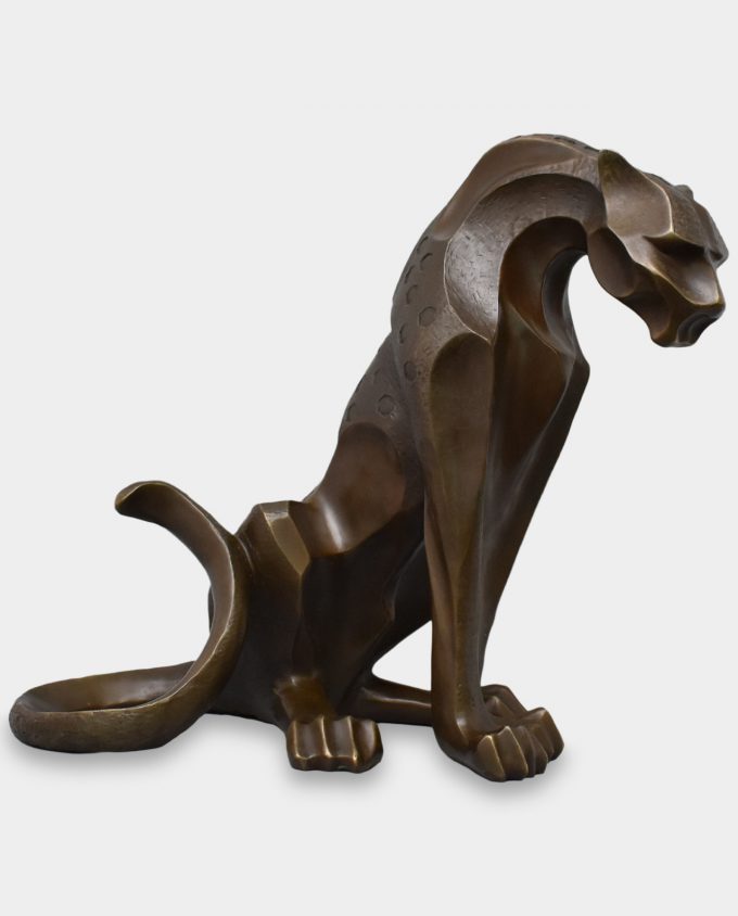 Jaguar Modernist Bronze Sculpture
