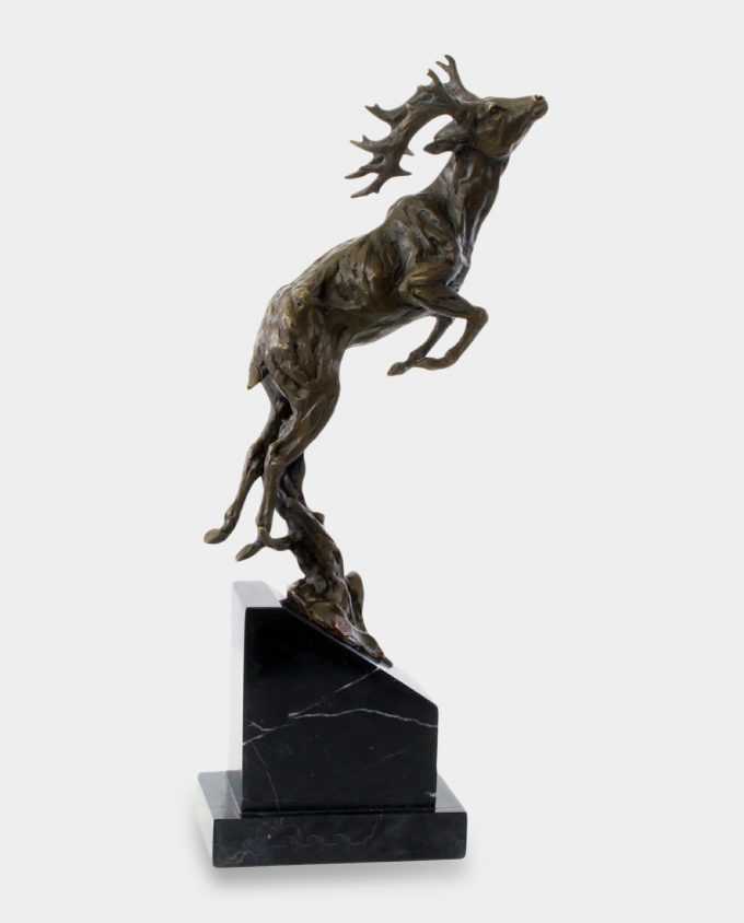 Jumping Deer Bronze Sculpture