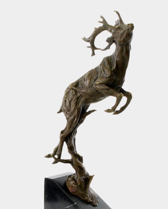 Jumping Deer Bronze Sculpture