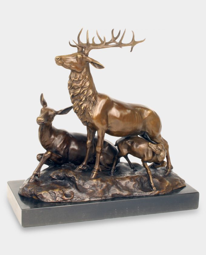 Deers Family Bronze Sculpture