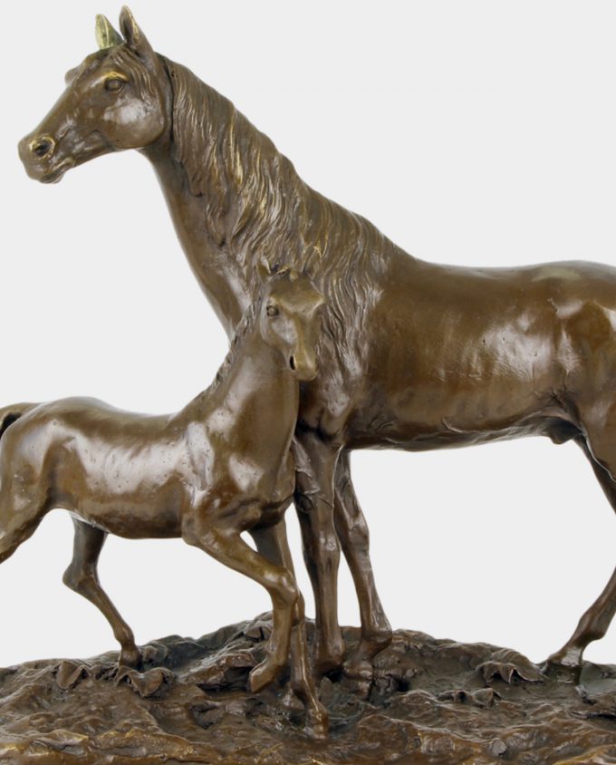 Mare and Foal Bronze Sculpture