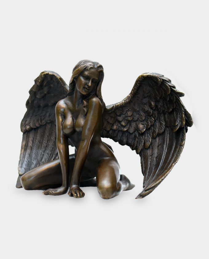 Winged Woman Nude Bronze Sculpture