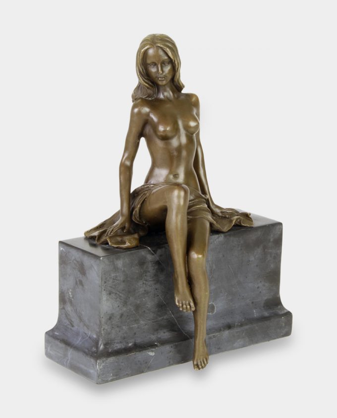 Sitting Woman Bronze Sculpture