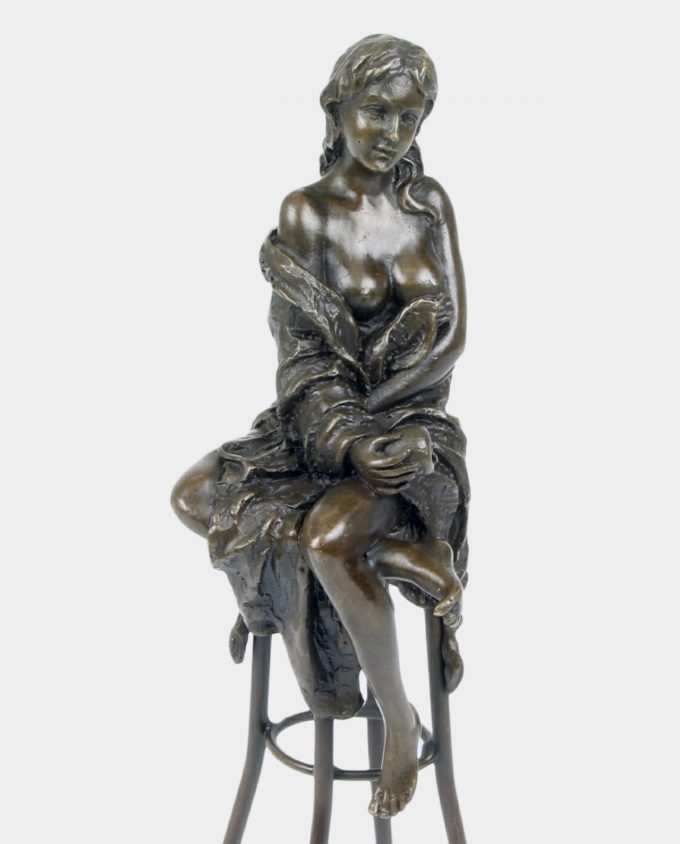 Woman with Apple Bronze Sculpture
