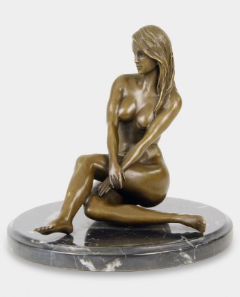 Woman Naked Sitting Bronze Sculpture