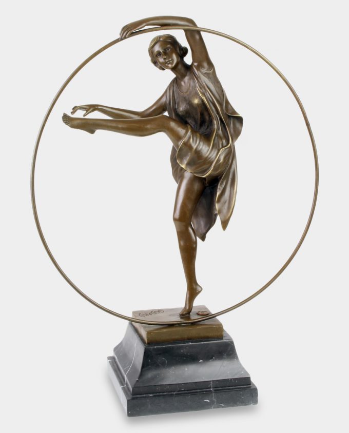 Revue Dancer with Hoop Bronze Sculpture