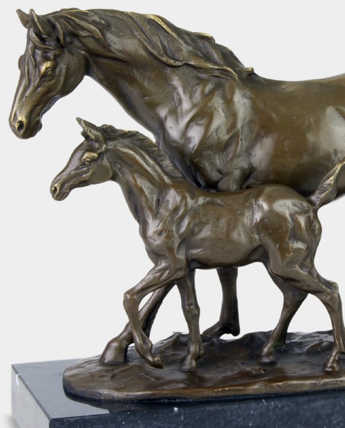Mare with Foal Bronze Sculpture
