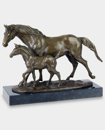 Mare with Foal Bronze Sculpture