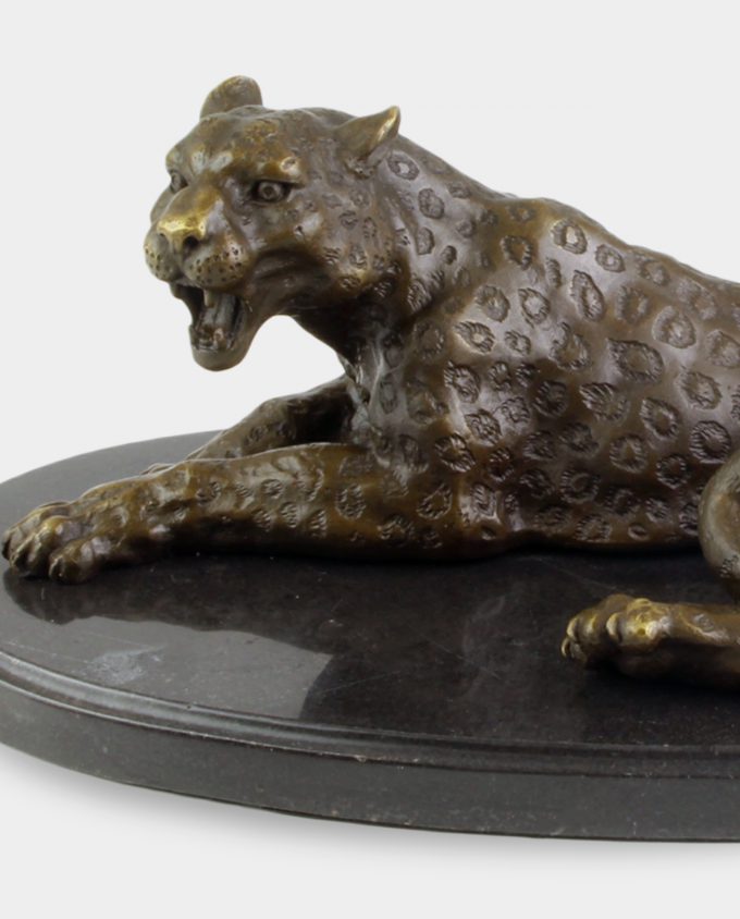 Lying Leopard Bronze Sculpture