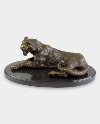 Lying Leopard Bronze Sculpture
