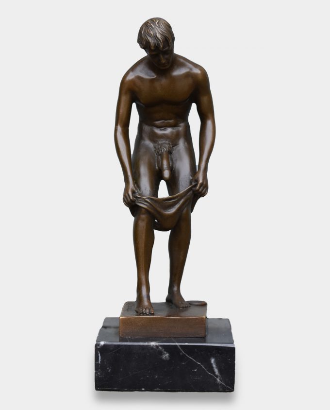 Man Undressing Bronze Sculpture