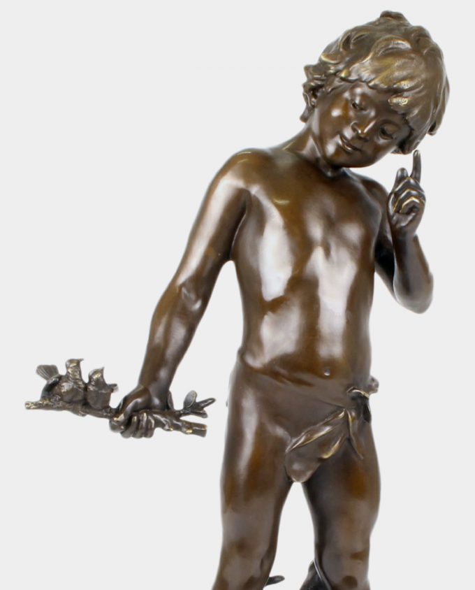 Boy with Birds Bronze Sculpture