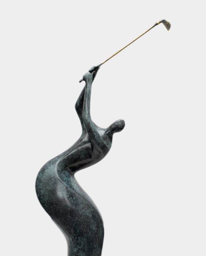 Modernist Golfer Bronze Sculpture