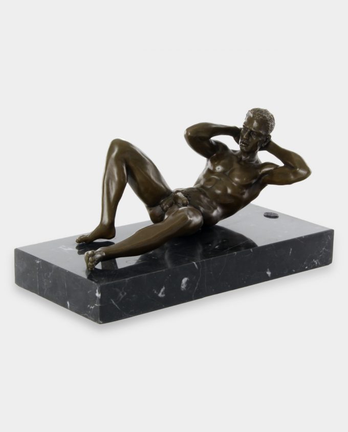 Lying Naked Man Bronze Sculpture