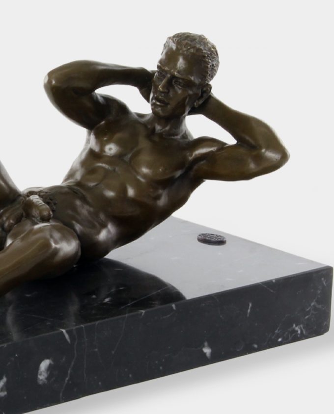 Lying Naked Man Bronze Sculpture