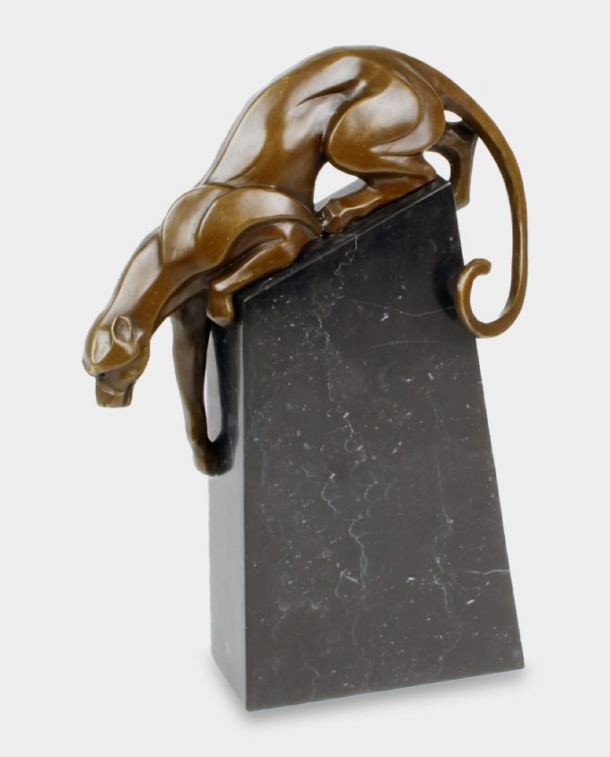 Panther on Rock Bronze Sculpture