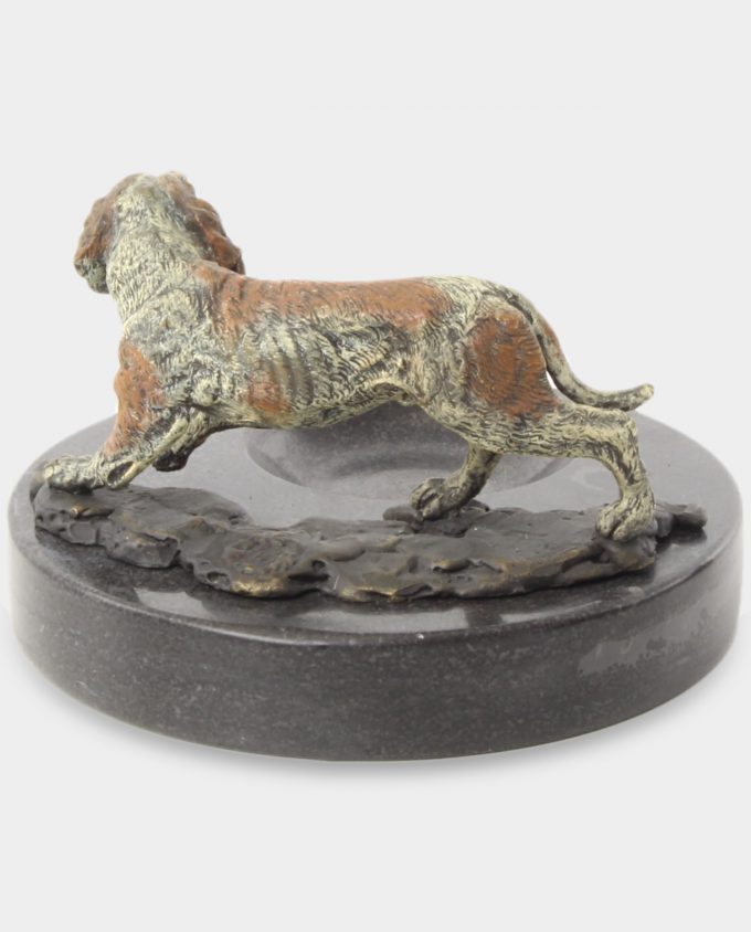 Marble Ashtray with Dog Bronze Sculpture
