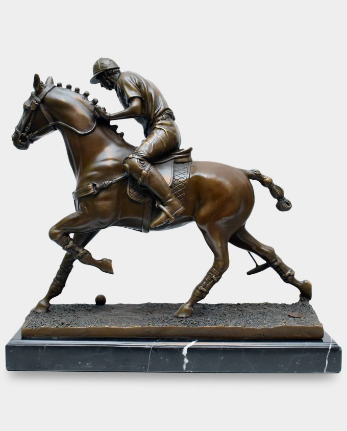 Polo Player on Horse Bronze Sculpture