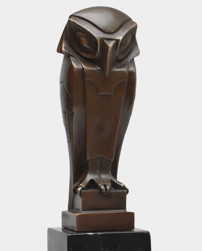 Owl Modernist Bronze Sculpture