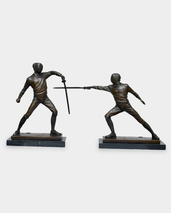 Fighting Fencers Bronze Sculpture