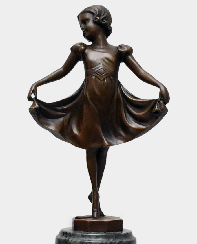 Little Girl in Dress Bronze Sculpture