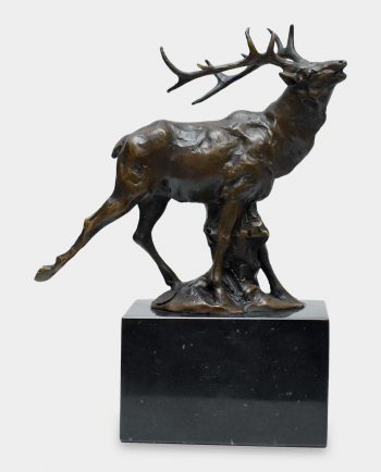 Roaring Deer Bronze Sculpture