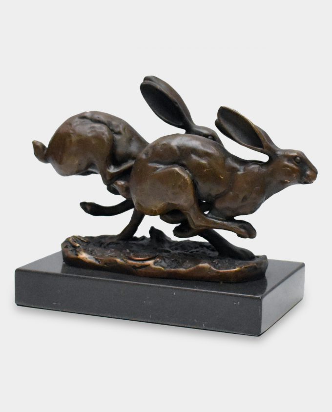 Running Hares Bronze Sculpture