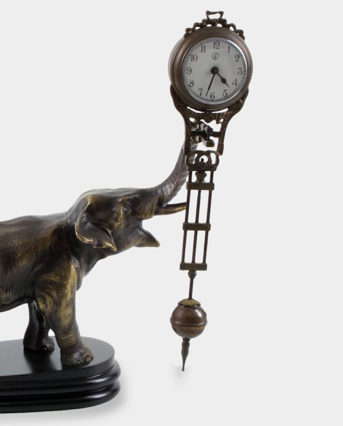 Bronze Clock with Elephant Sculpture