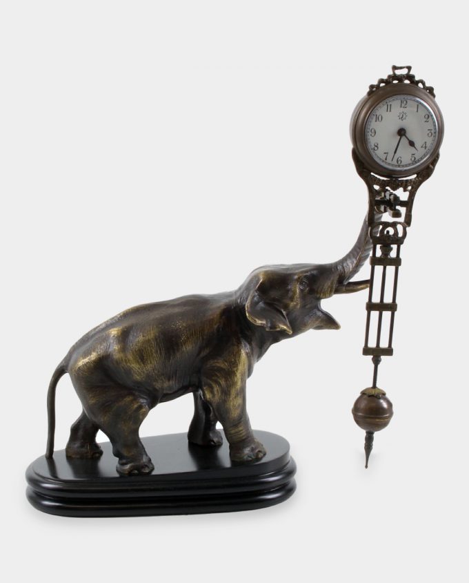 Elephant Bronze Sculpture with Clock