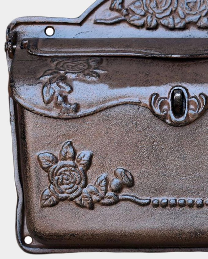 Rustic Letterbox with Roses Old Bronze