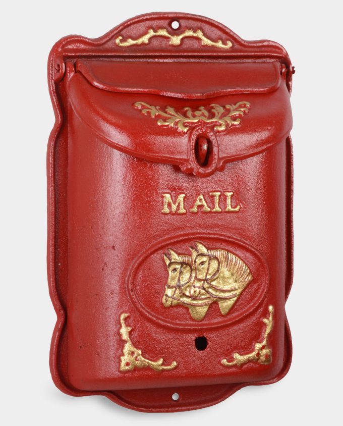 Rustic Letterbox with Horses Red Gold