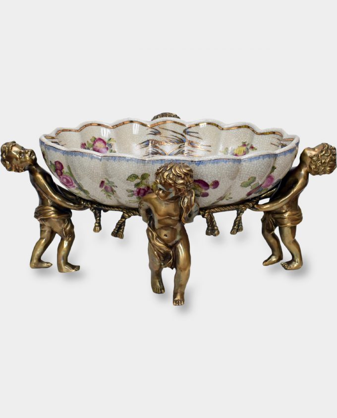 Bronze Mounted Porcelain Bowl with Angels