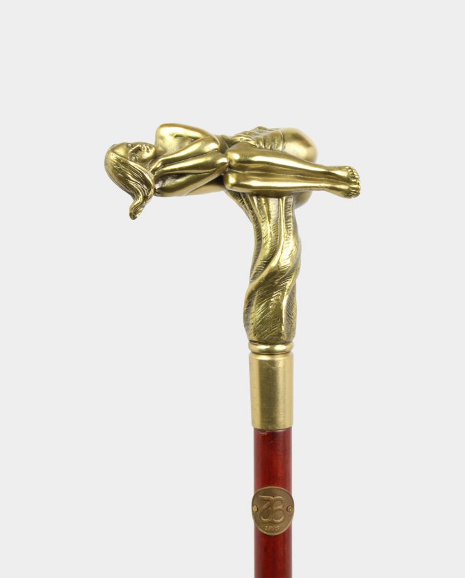Bronze Handled Walking Stick with Sleeping Woman