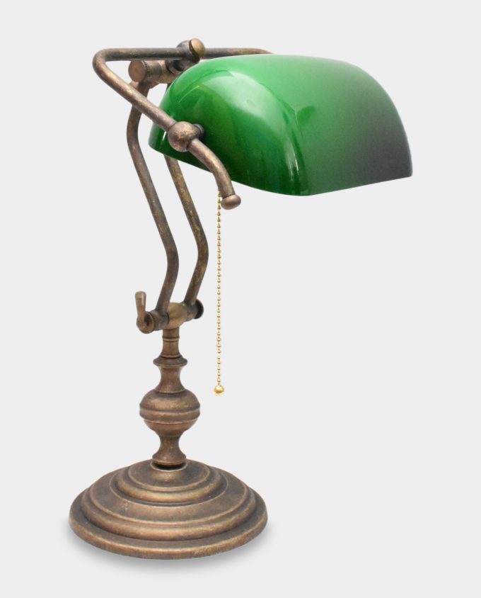Banker Lamp in Art Deco Style Emerald