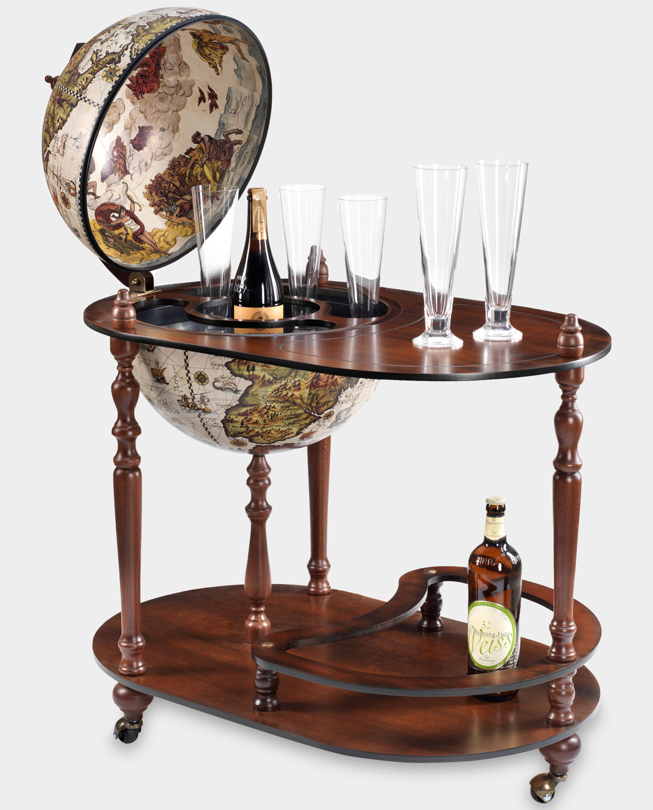 Aktiv Agnes Gray Frisør Bar Globe Drinks Cabinet Zoffoli Vivalto Ivory - bronze-sculpture-art.com