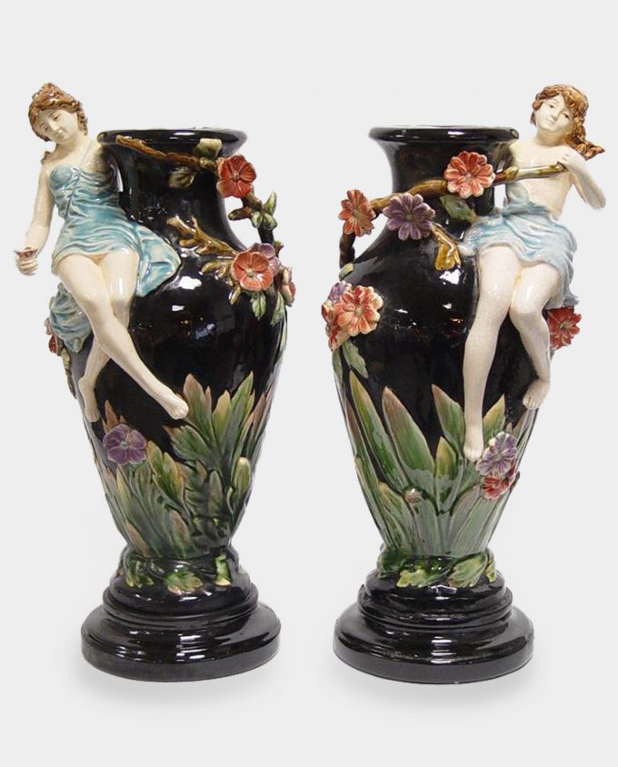 Vases Set in Art Nouveau Style.