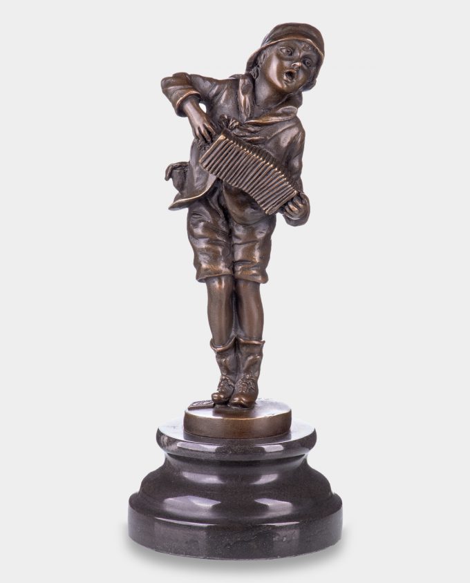 Boy with Accordion Bronze Sculpture