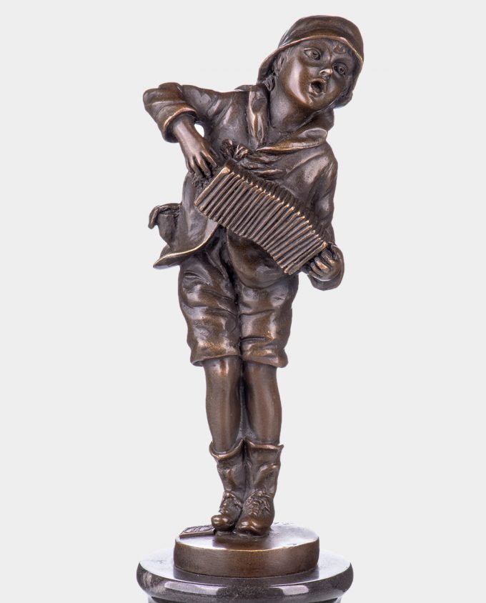 Boy with Accordion Bronze Sculpture