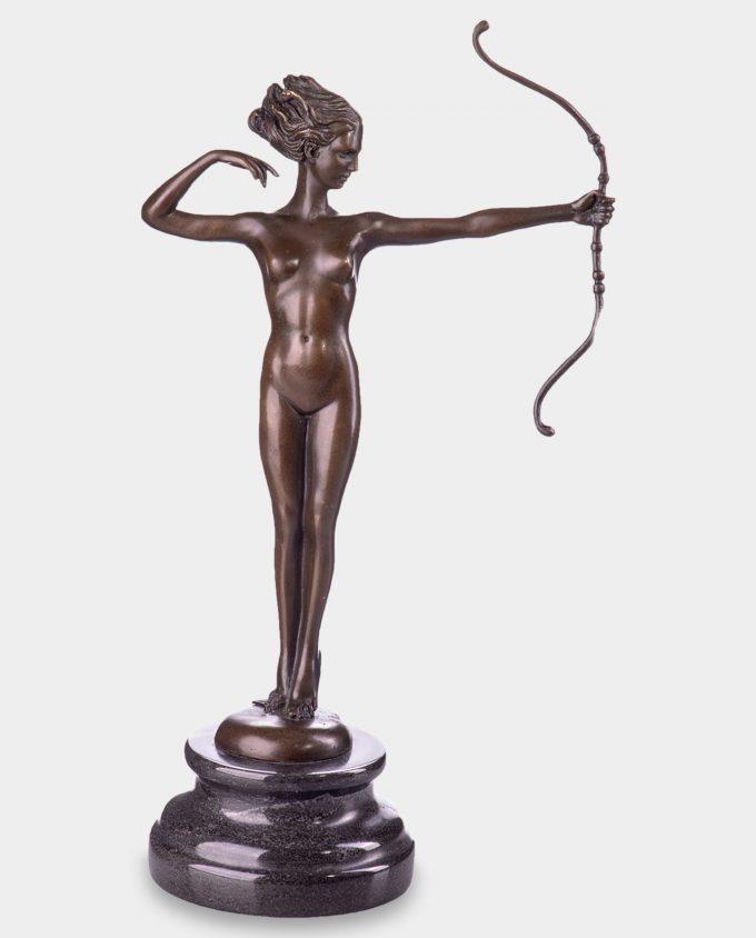 Woman Archery Bronze Sculpture
