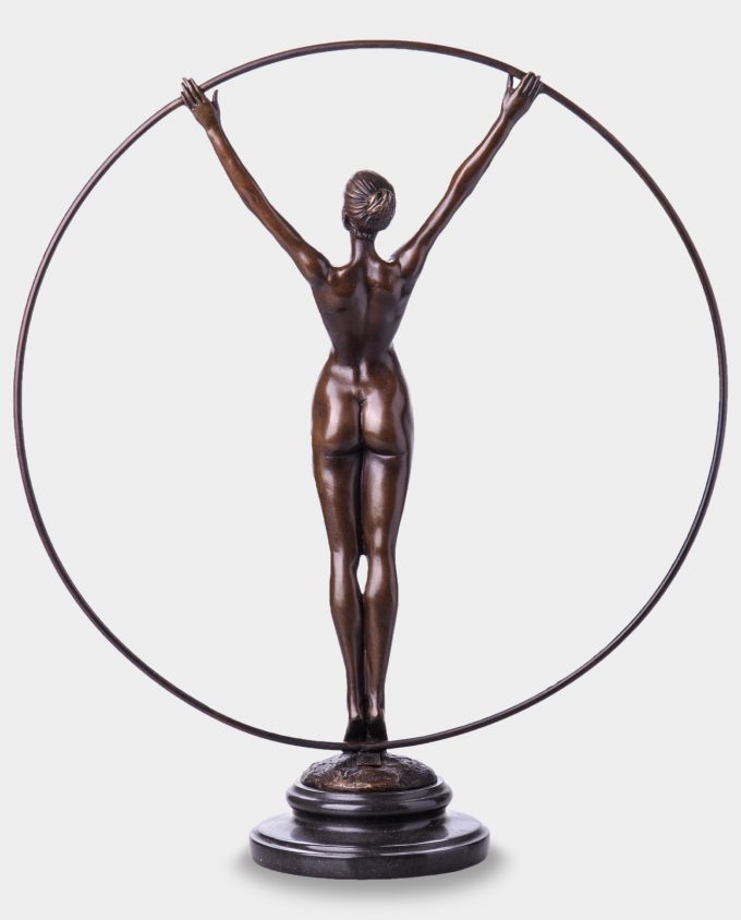 Woman in Circle Bronze Sculpture