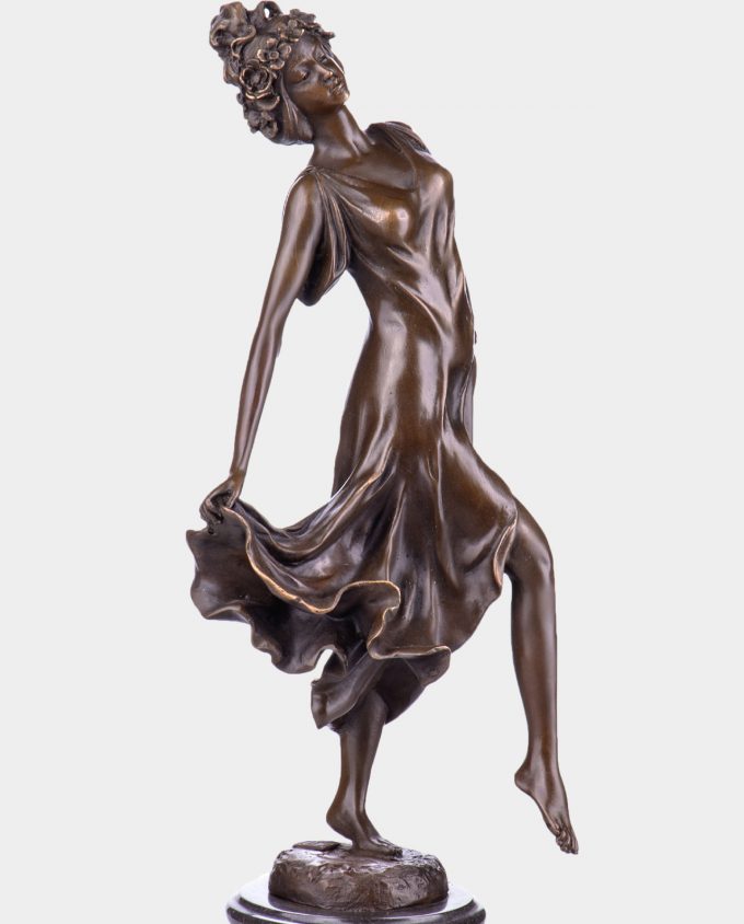 Woman in Dress Dancing Bronze Sculpture